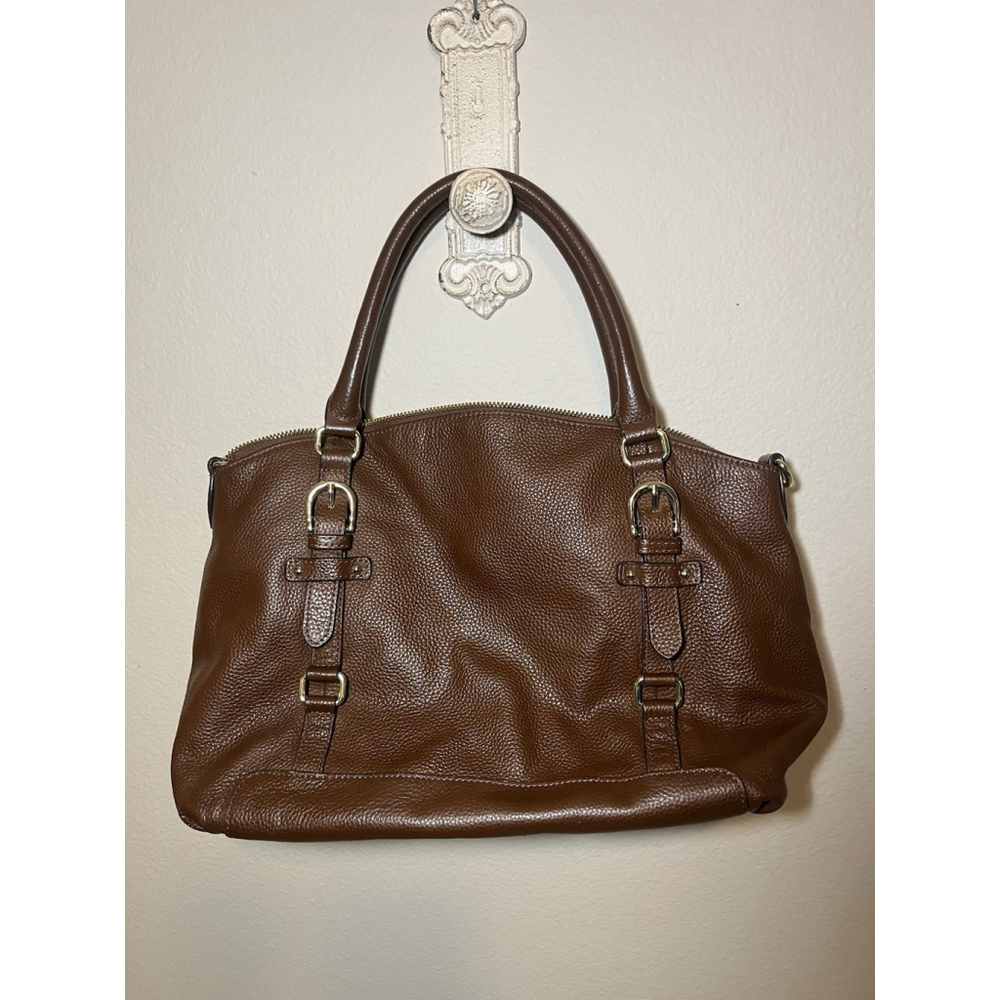 Ora Delphine Adele Satchel brown Pebble Leather Large